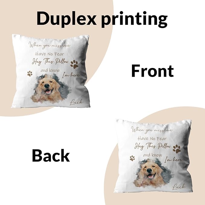 Custom Pet Memorial Throw Pillow with Photo, Personalized Sympathy Gifts for Dog Cat Loss, Pet Memorial Gifts for Pet Loss, Birthday, Christmas, (16x16 Inch)