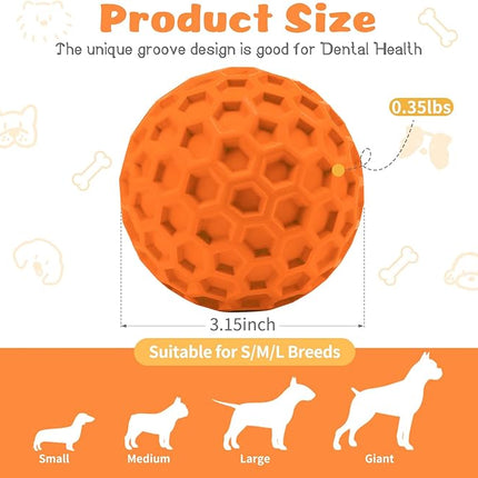 HIPPIH Indestructible Squeaky Dog Toys, Interactive Dog Balls 2 Pack, Chew Toys for Aggressive Chewers, Natural Rubber Puppy Toy for Large/Medium Dogs, Tough Puppy Teething Toy, Relieve Anxiety