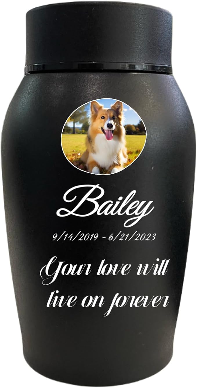 Personalized Dog Urn, Stainless Steel Cremation urns for Pets Ashes, Custom Photo Pet Memorials Pet Urn, CremationUrn for Pet Ashes(Orbicular-Like)