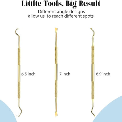 Hotop 3 Pieces Dog Dental Tooth Scaler and Scraper Stainless Double Headed Tarter Removing Tool Scraper Pet Teeth Cleaning Tools for Dog and Cat(Gold)