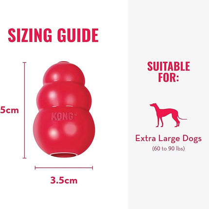 KONG Classic Stuffable Dog Toy - Fetch & Chew Toy for Dogs - Treat-Filling Capabilities & Erratic Bounce for Extended Play Time - Durable Natural Rubber Material - for Extra Large Dogs (Pack of 2)