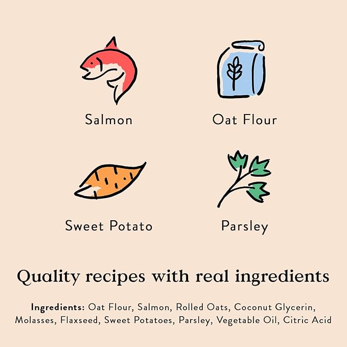 Bocce's Bakery Oven Baked Salmon Recipe Treats for Dogs, Wheat-Free Everyday Dog Treats, Made with Real Ingredients, Baked in The USA, All-Natural Soft & Chewy Cookies, Salmon, 6 oz