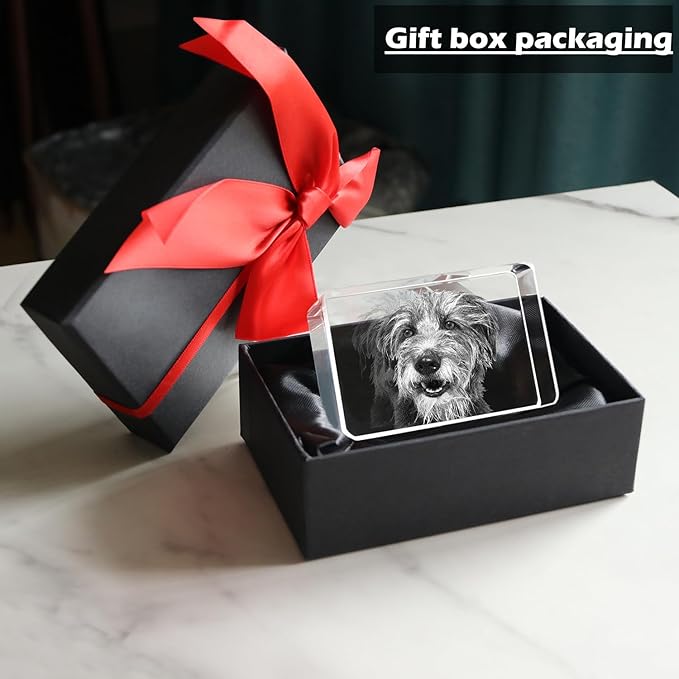 Pet Memorial Gifts for Dogs Cats Horses，Personalized Pet 3D Crystal Photo，Custom 3D Pictures,Engraved Crystal in Memory of Dog,3D Laser Etched Picture, Customized Gifts