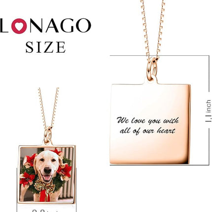LONAGO Full Color Photo Picture Personalized Necklace Custom Etched Dog Tag Image Pendant with Message Name