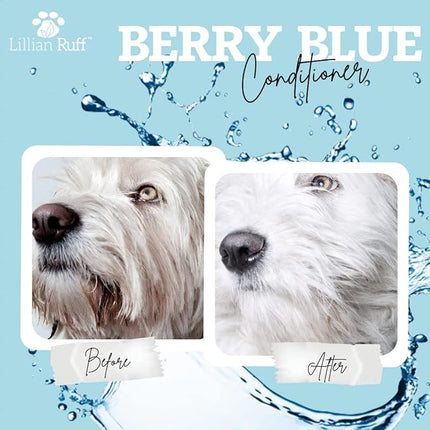 Lillian Ruff PRO Formula Berry Blue Brightening Dog Conditioner - Professional Whitening Conditioner Hydrate Dry Skin, Soften, Detangle, Restore Shine - Provitamin B5, USA Made 16oz
