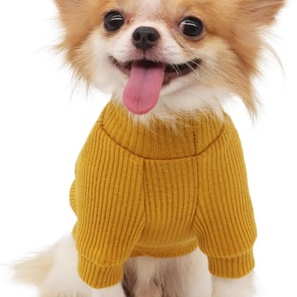 LOPHIPETS Small Dog Turtleneck Sweaters for Chihuahua Puppy Clothes-Yellow/M