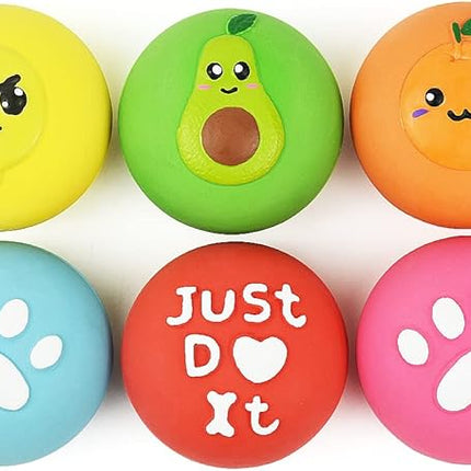 Squeaky Dog Toys, Soft Latex Rubber Squeaky Dog Ball for Small Dogs Puppies, Cute Bounce Squeak Toys Balls with Funny Cute Face