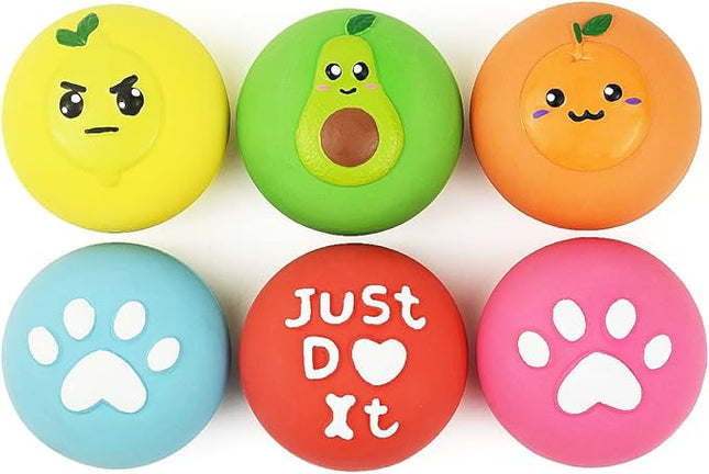 Squeaky Dog Toys, Soft Latex Rubber Squeaky Dog Ball for Small Dogs Puppies, Cute Bounce Squeak Toys Balls with Funny Cute Face