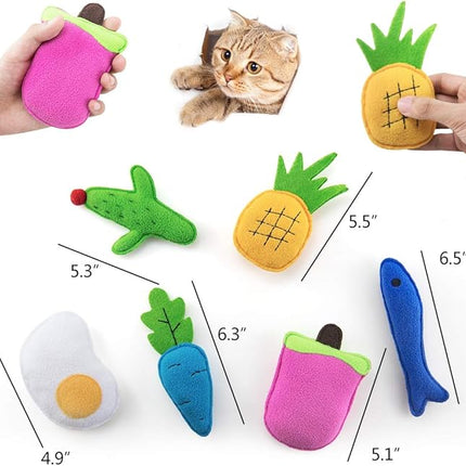 AWOOF Catnip Toys for Indoor Cats, 6 Pack Cat Chew Toys Plush Interactive Cat Kicker Toy for Indoor Kitten Exercise for All Breeds