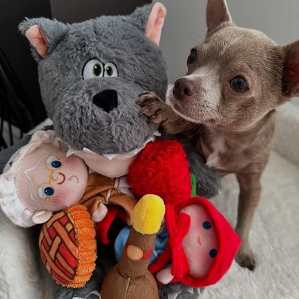 Nocciola Fairy Tale Squeaky Dog Toys, Cute Interactive Plush Stuffed Hide and Seek Cognitive Puzzle Puppy Crinkle Chew Toy for Small, Medium Breed