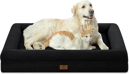 XLarge Orthopedic Dog Bed for Large Dogs, Waterproof Egg Crate Foam Dog Bed with Removable Washable Cover, 4-Sides Removable Bolster Soft Sofa Couch with Non-Slip Bottom, Black