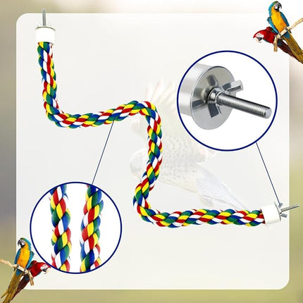Bird Bungee Climbing Swing - Colorful Parakeet Rope Perch (23.6 Inches)