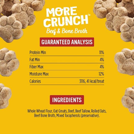 Blue Dog Bakery More Crunch Large Beef & Bone Broth Dog Treats, Dog Biscuits for Large Breeds, Healthy Treats, All Natural, 18 oz (Pack of 6)