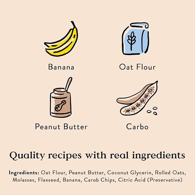 Bocce's Bakery PB Banana Chip Recipe Treats for Dogs, Wheat-Free Everyday Dog Treats, Real Ingredients, Baked in The USA, All-Natural Soft & Chewy Cookies, Peanut Butter, Bananas, & Carob, 6 oz