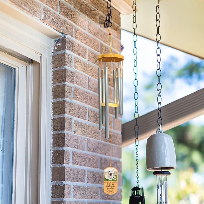 IZI POD Personalized Pet Memorial Wind Chime, Custom Dog Memorial Wind Chime, Pet Remembrance Gifts, Upload Photo Wind Chime, Pet Memorial Gifts for Who Loss of Dog Memorial Wind Chime Sympathy Gift