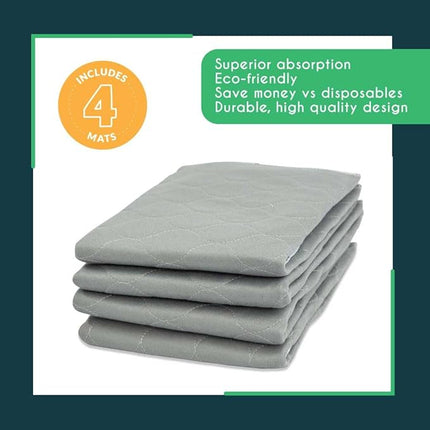 rocket & rex Premium Washable Pee Pads for Dogs, Waterproof & Reusable Puppy Pads for Potty Training, Whelping, Lining Crates & More, Guaranteed for up to 300 Washes, 22" x 22" (Pack of 4)