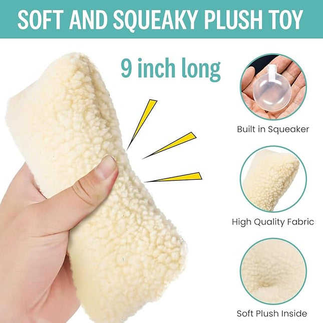 SPOT 9in Vermont Style Fleece Bone Dog Toy – Soft Comfort Plushie for Medium Dogs & Puppies – Built-in Squeaker – No Plastic Parts – Safe for Light Chewers – Cuddly & Calming Pet Toy