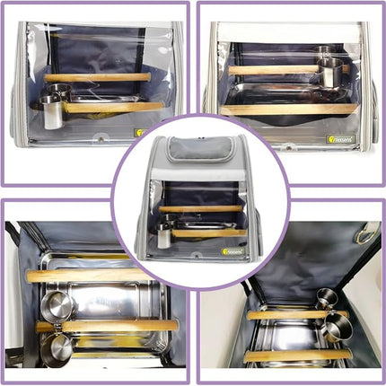 Texsens Bird Feeding Cups - Parrot Food Dish Stainless Steel Parrot Feeders Water Cage Bowls with Clamp Holder for Parakeet African Greys Conure Cockatiels Budgies Chinchilla Small Animal