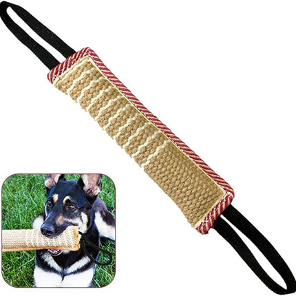 Dog Tug Toy, Dog Bite Jute Pillow Pull Toy with 2 Strong Handles, Perfect for Tug of War, Puppy Training Interactive Play, Bite Training Toys for Medium to Large Dogs (Pink Yellow)