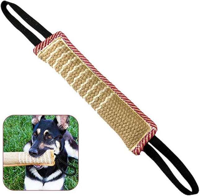 Dog Tug Toy, Dog Bite Jute Pillow Pull Toy with 2 Strong Handles, Perfect for Tug of War, Puppy Training Interactive Play, Bite Training Toys for Medium to Large Dogs (Pink Yellow)