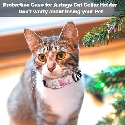 Cat Collar, Compatible with AirTag, Polyester Pet Kitten Puppy Collar for Small Dogs, Pink Rose, XS: 8''-12'' Neck