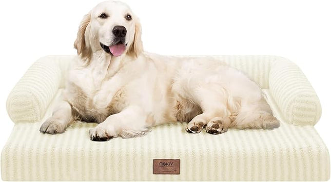Dog Beds Large Size Dog, Waterproof Memory Foam Large Dogs Bed with Sides, Non-Slip Bottom and Orthopedic Foam Pet Couch Bed with Washable Removable Cover
