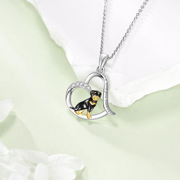 VONALA French Bulldog Guinea Pig Fox Sloth Necklace 925 Sterling Silver Cute Animal Heart Pendant Jewelry Gifts for Women