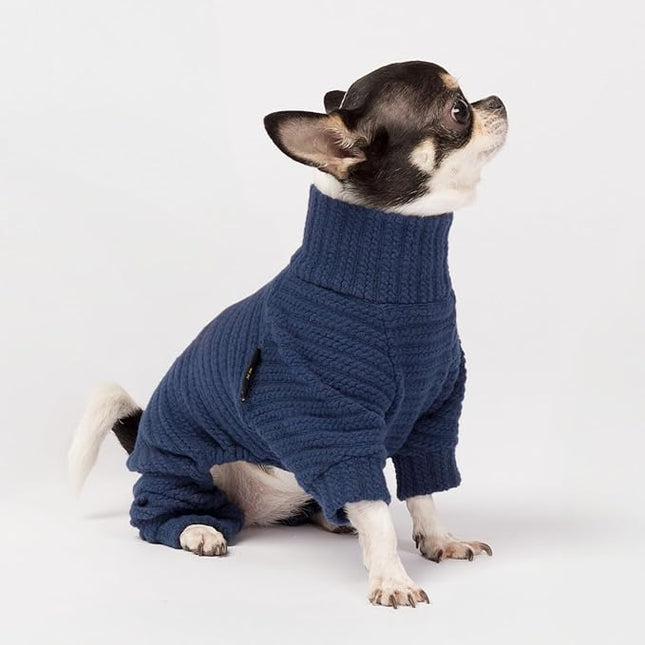 Fitwarm Turtleneck Knitted Dog Sweater Puppy Pajamas Thermal Doggie Winter Clothes Knitwear Pet Coats Cat Apparel Blue XXL