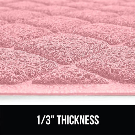 GORILLA GRIP Cat Litter Box Mat, Water Resistant, US Designed Kitty Litter Trapping Mats, Easy to Clean, Scatter Control, Less Mess and Clean Floors, Kitten Supplies for Indoor Cats, 17x11 Light Pink