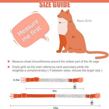 EXPAWLORER Soft Velvet Safe Cat Collars for Girl Cats -2 Pack Rhinestones Bling Diamante Adjustable Collars Breakaway- Chirstmas Cat Clollar Gifts with Bells for Boy Cats Kitty and Small Dogs