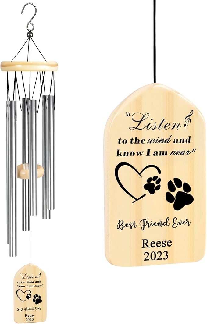Dog Memorial Gifts for Loss of Dog, Jocidea Personalized Dog Memorial Wind Chime, Loss of Dog Sympathy Gift, Dog Remembrance Gifts, in Memory of Dog - Best Friend Ever