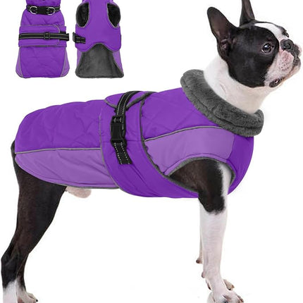 QBLEEV Warm Dog Jacket - Reflective, Adjustable Winter Coat with Turtleneck for Cold Weather, Waterproof Fleece Snowsuit for Small, Medium, Large Dogs