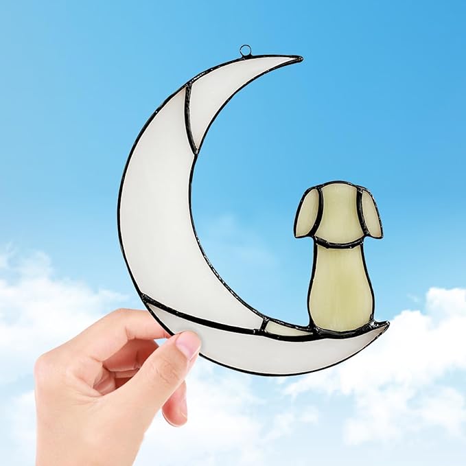 Stained Glass Window Hanging suncatcher Dog Memorial Gifts for Loss of Dog Sympathy Gift,Bereavement Gifts for Loss of pet.Remembrance Memory Ornaments for Dog Lovers.