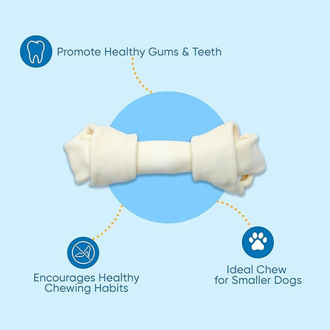 | Rawhide Bones Chews 3-4" (25 Count) | Beefhide Dog Chews - Premium Quality Rawhide Dog Bones from Free Range Grass Fed Cattle with No Hormones, Additives or Chemicals