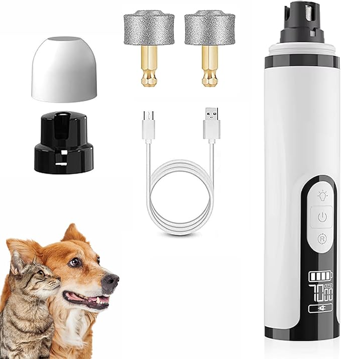2025 Upgraded Silent Groom Pro Nail Grinder,3-Speed Dog Nail Trimmer with 2 Replacement Grinding Heads,Pet Paws Grooming Smoothing Tool for Cats and Dogs