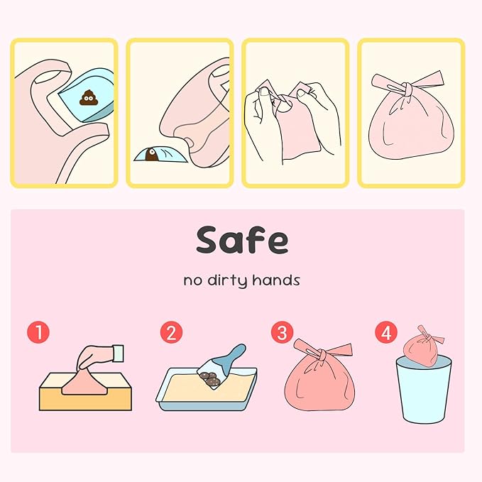 Odor-Sealing Dog Poop Bags with Handles, 200-Count Large Capacity (3L) Pet Waste Bag, Unscented Poop Bags for Dogs or Cat Litter, Conceals Smell & Mess(Pink)