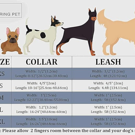 ARING PET Velvet Dog Collar and Leash Set, Soft Dog Collar and Leash, Adjustable Collars for Dogs