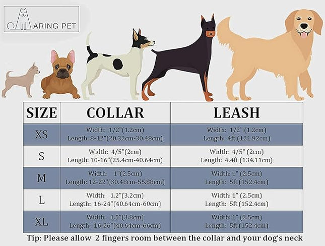 ARING PET Velvet Dog Collar and Leash Set, Soft Dog Collar and Leash, Adjustable Collars for Dogs