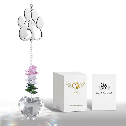 Pet Memorial Suncatcher, Dog Memorial Gifts, for Pet Loss and Pet Sympathy, Thoughtful Bereavement Remembrance Gifts for Dogs and Cats