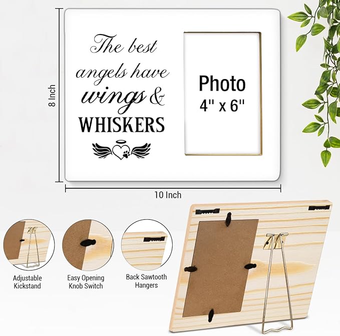 Pet Memorial Gift Picture Frame, Dog Memorial Gifts for Loss of Dog, Sympathy Gifts for Cat Dogs, Grief Gift for Women, Cat Pet Passing Away Remembrance Wood Photo Frames, 4 x 6 Inch Photo