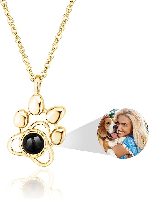 Easycosy Personalized Picture Necklace Projection Necklace with Photo Inside - Custom Photo Heart Pendant Necklace - Photo Gifts Valentines Birthday Love Memorial Gifts for Girlfriend Wife Women