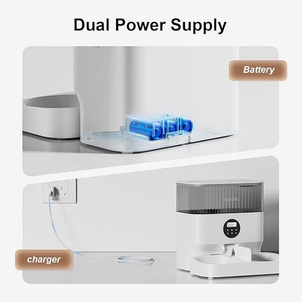 Espelho Automatic Cat Feeder - 5L Timed Cat Food Dispenser 2 Cats with 2 Way Splitter, Easy to Set Up and Clean, 10s Voice Programmable Portion Control Pet Feeder with Desiccant Bag for Cats & Dogs