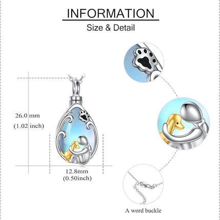 ONEFINITY Cat/Dog Urn Necklace for Ashes Sterling Silver Cat/Dog Keepsake Pet Memorial Pendant Jewelry Gift for Women Men