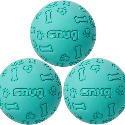 Snug Rubber Dog Balls for Small and Medium Dogs - Tennis Ball Size - Virtually Indestructible (3 Pack - Aqua)