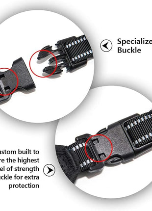 PHOEPET 2019 Reflective Dog Harness Large Breed Adjustable No Pull Vest with with Handle 2 Metal Rings 3 Buckles [Easy to Put on & Take Off](L, Orange)