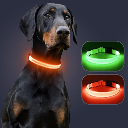 Light Up Collar at Night, LED Adjustable, Rechargeable Waterproof Dog Lights for Night Walking, Glow in The Dark for Medium Large Dogs