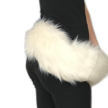 Bianna Creations Long Faux Fur Animal Luxury Tail, Cosplay, Anime Lover, Costume Dress Up Pet Play Furry Super Soft Accessory (20", Ivory)