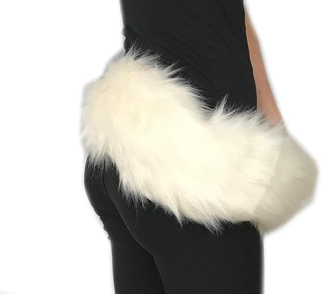 Bianna Creations Long Faux Fur Animal Luxury Tail, Cosplay, Anime Lover, Costume Dress Up Pet Play Furry Super Soft Accessory (20", Ivory)