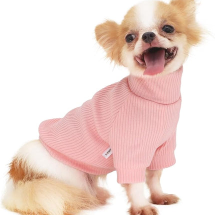 LOPHIPETS Small Dog Turtleneck Sweaters for Teacup Chihuahua Yorkie Puppy Cat Clothes-Bright Light Pink/S
