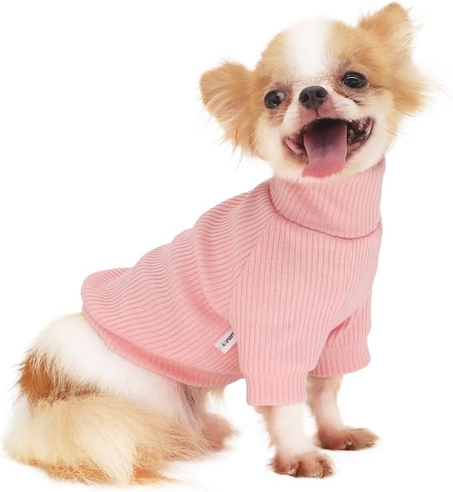 LOPHIPETS Small Dog Turtleneck Sweaters for Teacup Chihuahua Yorkie Puppy Cat Clothes-Bright Light Pink/S